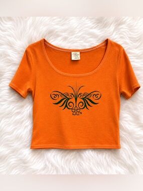 Authentic Vintage Y2K Aero Canada Tribal Hibiscus Baby Tee